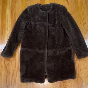 Topshop Dark Chocolate Teddy Faux-Fur Coat